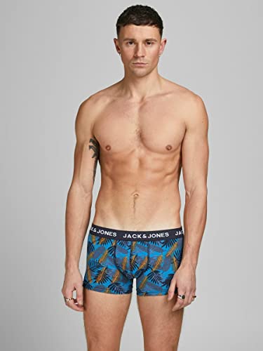 Jack & Jones Jacsummer Print Trunks-Pack de 5 Unidades Bóxer, Amarillo/Detalle: Azul Marino con Estampado de Mariposas, Negro Iris Y Verde, S para Hombre