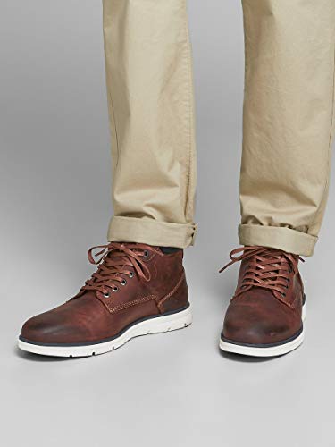 JACK & JONES JFWTUBAR Leather STS, Chukka Boots Hombre, Marrón(Brandy Brown Brandy Brown), 43 EU