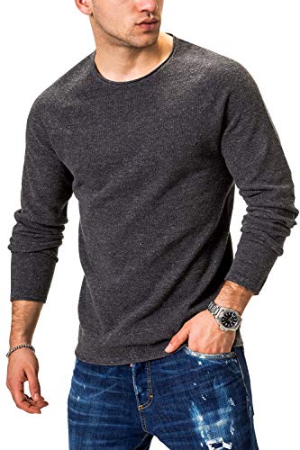 Jack & Jones Jjehill Knit Crew Neck Noos suéter, Gris (Dark Grey Melange Dark Grey Melange), Medium para Hombre