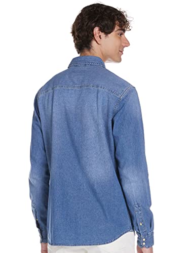 Jack & Jones Jjesheridan Shirt L/s Camisa Vaquera, Azul (Medium Blue Denim Fit:Slim), Hombre