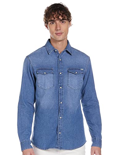 Jack & Jones Jjesheridan Shirt L/s Camisa Vaquera, Azul (Medium Blue Denim Fit:Slim), Hombre