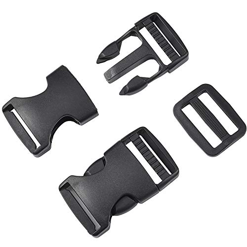 Jalan 48 Piezas 25mm Hebilla de plástico de liberación Lateral con Tri-Glide para Correas de Equipaje, Collar para Mascotas, reparación de Mochilas, Correas, Carpa