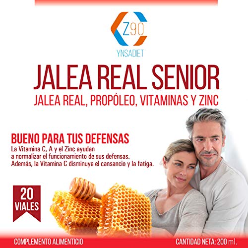 Jalea Real Con Propoleo 20 Viales| Jalea Real Adultos| Vitaminas para tus Defensas| Jalea Real+ Vitamina C+ Vitamina E+ Zinc| Más Energía y Vitalidad| Z90