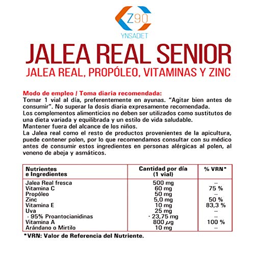 Jalea Real Con Propoleo 20 Viales| Jalea Real Adultos| Vitaminas para tus Defensas| Jalea Real+ Vitamina C+ Vitamina E+ Zinc| Más Energía y Vitalidad| Z90