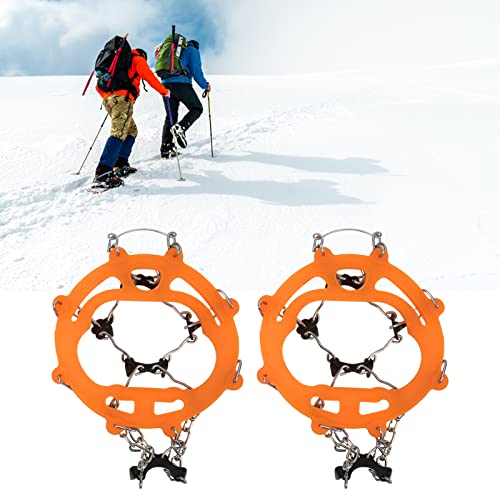 Jinyi Crampón para Zapatos, Apretones para la Nieve Acero Inoxidable Insípido Resistente Al Desgaste Libre de óxido para Clima Nevado con Hielo(Naranja)