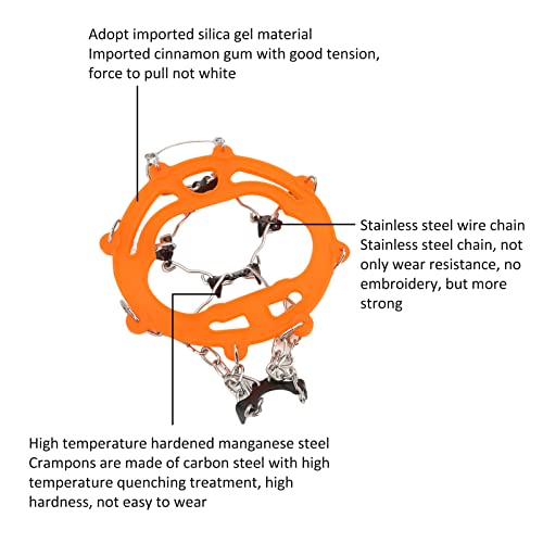 Jinyi Crampón para Zapatos, Apretones para la Nieve Acero Inoxidable Insípido Resistente Al Desgaste Libre de óxido para Clima Nevado con Hielo(Naranja)