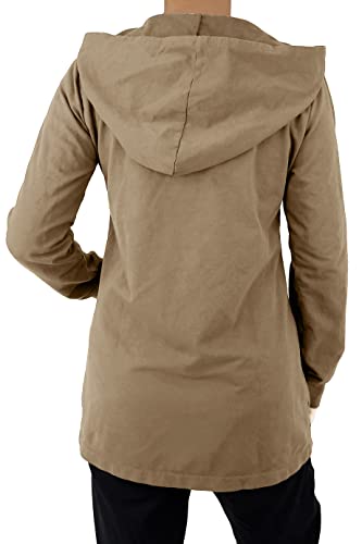 JOPHY & CO. Sudadera de mujer larga con capucha, cremallera y bolsillos (cód. 9047), camel, XL