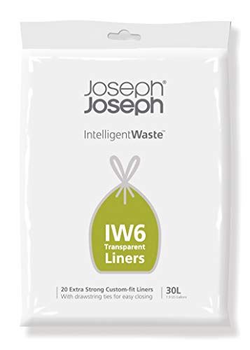 Joseph Joseph IW6 Forros de Basura de 30 litros (Paquete de 20) - Transparente