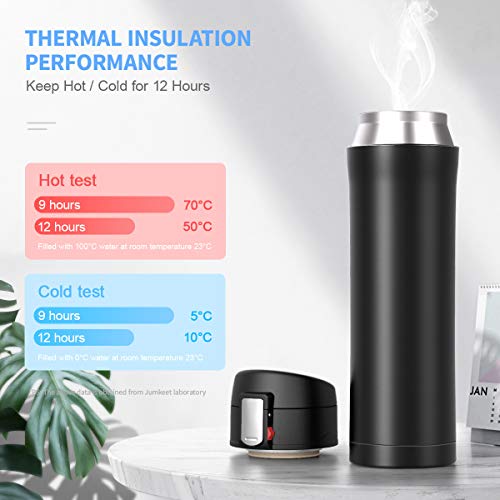 JUMKEET Double Walled Vacuum Flask Thermo,Stainless Steel Insulated Water Bottle | Flask for Hot and Cold Drinks Travel Coffee Mug, Sports Water Bottle