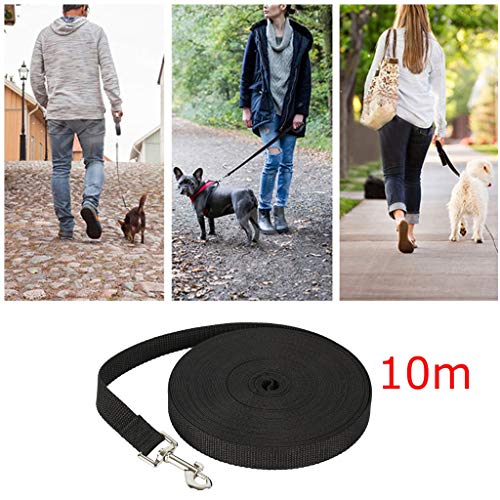 JZK 2 x Correa de Adiestramiento para Perros Larga Correas Nylon para Grande, Medio y Perros pequeños para Correr y Entrenamiento (Negro 10m, Rojo 6m)