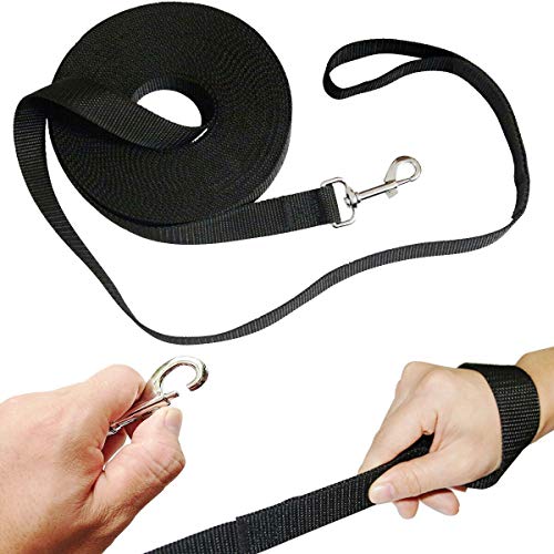 JZK 2 x Correa de Adiestramiento para Perros Larga Correas Nylon para Grande, Medio y Perros pequeños para Correr y Entrenamiento (Negro 10m, Rojo 6m)