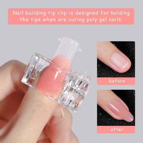 Kalolary 100 piezas de uñas de doble forma transparente, cubierta completa, sistema de uñas doble, forma de gel UV, acrílico, molde para decoración de uñas, puntas de uñas artificiales