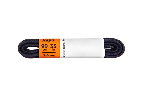 Kaps Cordones Redondos Encerados, Cordones de 100% algodón natural, Cordones Elegantes para Zapatos de Vestir y de Diario, Hecho en Europa (75 cm - 4 a 5 pares de ojales / 57 - Azul Marino)