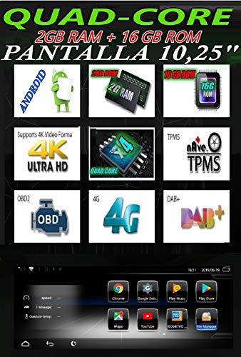 KasAndroid AUTORADIO Android para Mercedes Clase E W212 Sedan (2009-2010-2011-2012) E180 E200 E260 NTG 4.0 +Modem 4G Incluido (SIM) Pantalla Extragrande 10.25"/Quad Core 2GB RAM 16GB ROM/GPS Coche