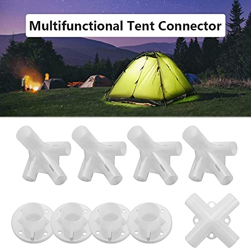 KBNIAN Piezas de Repuesto para Carpas 9 pcs Repuestos para Carpas de Plastico Repuesto de Gazebo 3x3m 4 Pies de Carpa+ 4 Conector para Carpa de Esquina+ 1 Conector Central de 4 Vías - 25/19mm- Blanco