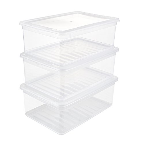 keeeper BEA Set Cajas de almacenaje 3x11 L, Plástico, Natural Transparente, 39 x 26.5 x 14 cm, PP