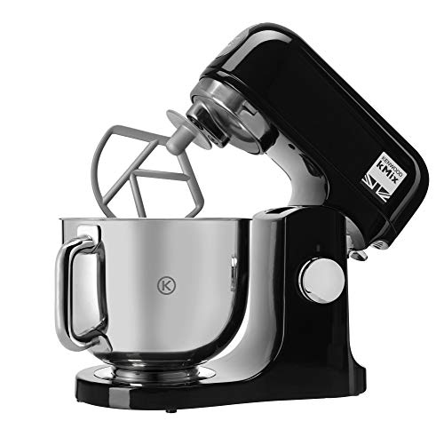 Kenwood kMix KMX75AB - Robot de Cocina Multifunción, 1000 W, Bol Metálico de 5 L con Asa, Gancho para Amasar, Varillas, Mezclado K, Acero Inoxidable, 6 Velocidades, Color Negro