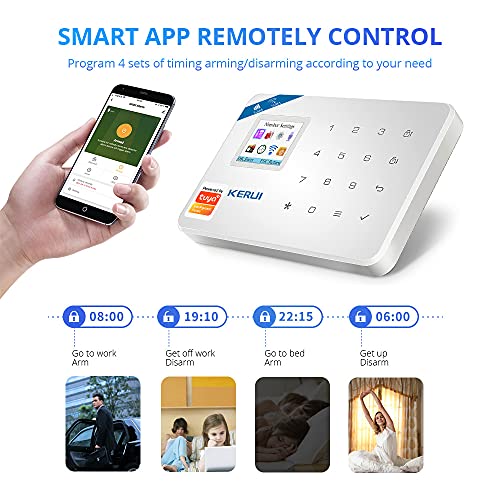 KERUI W18 GSM WIFI Sistema de Alarma Seguridad para Hogar por CALL/SMS/APP, Kits Alarma Antirrobo Inalámbrico DIY con Detector/Sensor de Movimiento de Alarma Puerta sin cuotas para Casa/Tienda/Oficina