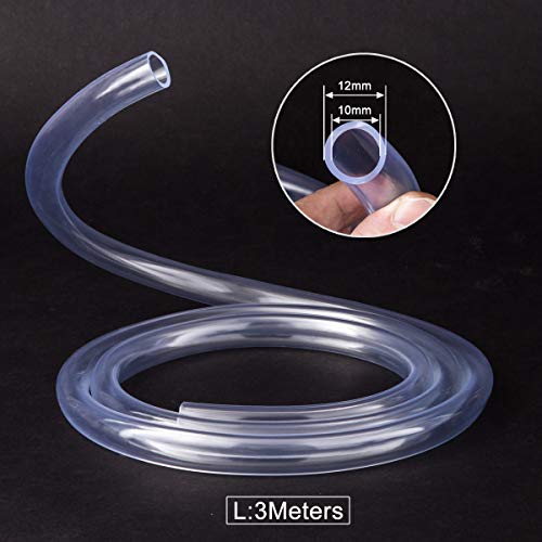 Kesote 10mm (diámetro Interior) x 12mm (diámetro Exterior) Tubo Flexible de PVC, Tubo Transparente de 3 Metros Ideal para Tanque y Acuario