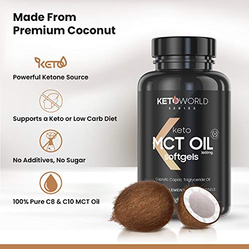 Keto Cápsulas de Aceite MCT Oil C8 3600 mg 90 Cápsulas Vegano - MCT Oil de Aceite de Coco, Dieta Keto, Suplemento Dietético para Cetosis, Ácidos Grasos Esenciales, Triglicéridos de Cadena Media