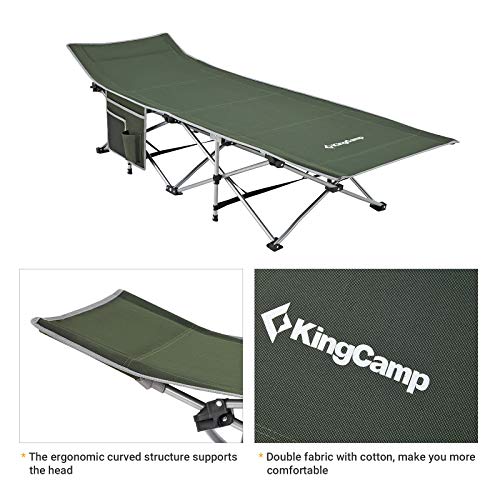 KingCamp Cama Plegable Ultraligera con Bolsillo Lateral para Camping, Interior y Exterior, soporta hasta 120 kg, para Camping, Playa, Viajes, Escalada