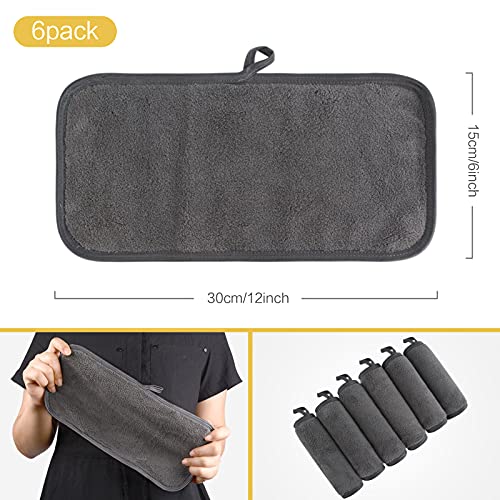 KinHwa Toalla para desmaquillar y limpiadora Facial Make-up paño de Limpieza Facial Make up Remover Cloth se sólo USA con Agua 15 cm x 30cm 6 Unidades Gris