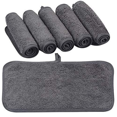 KinHwa Toalla para desmaquillar y limpiadora Facial Make-up paño de Limpieza Facial Make up Remover Cloth se sólo USA con Agua 15 cm x 30cm 6 Unidades Gris