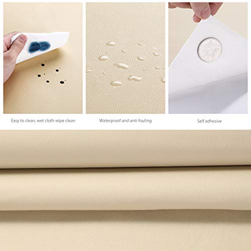 KINLO Pegatina de Cuero Artificial PU, Papel Pared Adhesivo Impermeable, utilizado para Decorar y Proteger, Remodelar Muebles Sofá, a Prueba de Agua de Moho, 45*200cm per Rollo