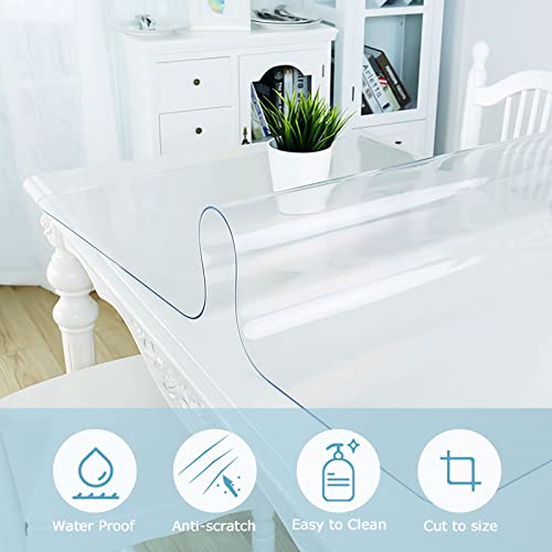 KINLO Protector de mesa transparente de 2 mm de grosor, resistente al agua, lavable (90 x 180 cm)