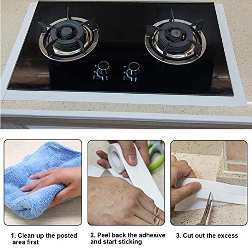 Kissral Cinta Selladora Resistente al Agua Cinta Impermeable para Baño Cinta Selladora Bañera a Prueba de Humedad Anti-Moho para Esquina de la Pared Cocina Lavabo Cinta Autoadhesiva de PVC Blanco