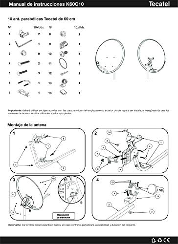 Kit Antena PARABOLICA 60cm Marca Tecnovoz+ Rollo 20m TELEVES + LNB Illusion