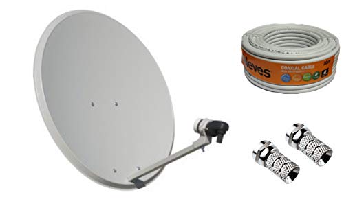 Kit Antena PARABOLICA 60cm Marca Tecnovoz+ Rollo 20m TELEVES + LNB Illusion