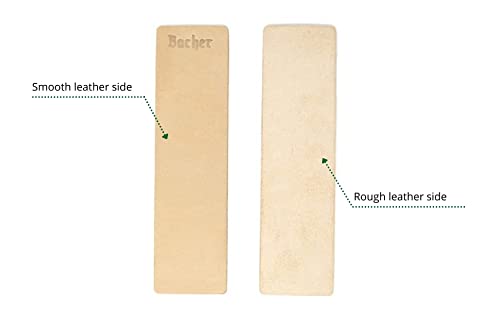 Kit de bricolaje un suavizador de cuero (Asentador o Afilador) BACHER Premium STROP. Lamina de cuero curtido ruso Juchtenleder (206mm x 56mm), cinta adhesiva 3M, kit de 4 x 7g compuestos de afilado