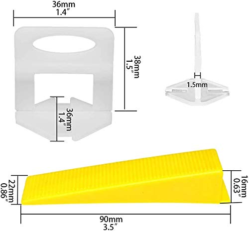 Kit de Sistema de Nivelación de Baldosas, 300 lengüetas de1.5 mm, 100 Cuñas Niveladoras para Suelo, 1 Alicate, lengüetas para azulejos con un grosor de 3 a 12 mm.