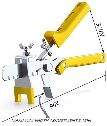 Kit de Sistema de Nivelación de Baldosas, 300 lengüetas de1.5 mm, 100 Cuñas Niveladoras para Suelo, 1 Alicate, lengüetas para azulejos con un grosor de 3 a 12 mm.