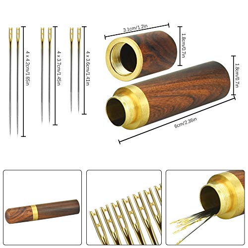 KLYNGTSK 24 PCS Agujas Enhebrado Automatico Agujas para Coser a Mano con Aberturas Laterales y Superiores Aguja para Apertura con 1 Caja de Madera Costura Agujas para Ciegas y Ancianas