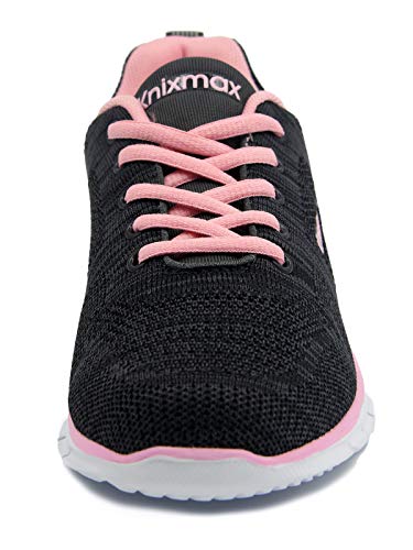 Knixmax-Zapatillas Deportivas para Mujer Zapatillas de Running Fitness Sneakers Zapatos de Correr Aire Libre Deportes Casual Zapatillas Ligeras para Correr Transpirable Negro Pink 38EU