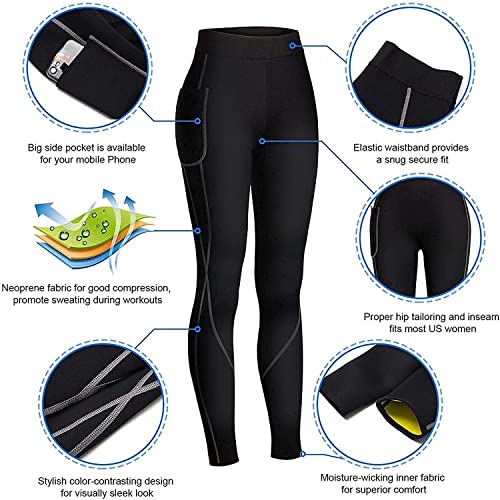 KUMAYES Pantalones para Adelgazar Mujer Leggins Anticeluliticos Fitness Pantalón de Sudoración Pantalones de Neopreno para Ejercicio para Deportivo