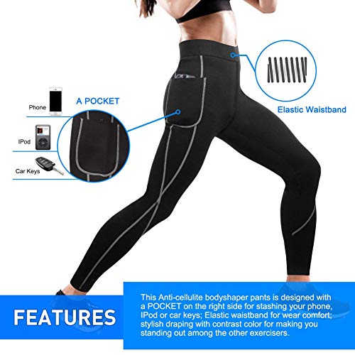 KUMAYES Pantalones para Adelgazar Mujer Leggins Anticeluliticos Fitness Pantalón de Sudoración Pantalones de Neopreno para Ejercicio para Deportivo