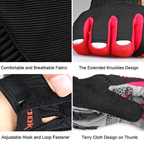 KUTOOK Guantes Ciclismo Largos Transpirables Hombres con Acolchadas De EVA Función Táctil Guantes MTB Gel Antideslizante(Rojo,L)