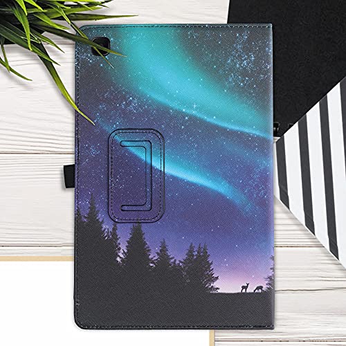 kwmobile Carcasa Compatible con Samsung Galaxy Tab A7 10.4 (2020) - Funda de Cuero sintético con Cierre magnético - Ciervo con la Aurora Boreal