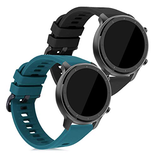 kwmobile Pulsera Compatible con Huami Amazfit GTR (42mm) - 2X Correa de TPU para Reloj Inteligente - Negro/petróleo