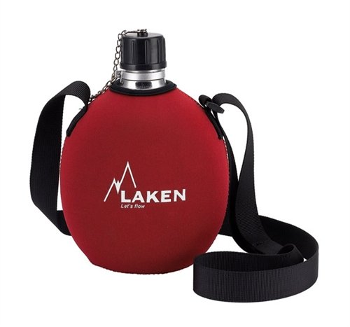 Laken Clásica, Cantimplora de Aluminio con Fonda de Neoppreno, Rojo, 1 L