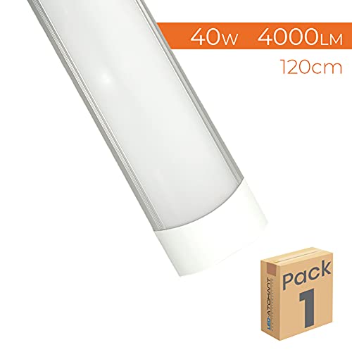 Lampara Luminaria 120cm 40w. Color Blanco Frio (6500K). Tubo led integrado T8. 4000 lumenes. Pantalla led slim.