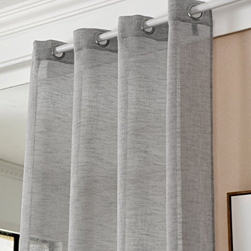 Laneetal Cortina Translúcida Moderno（2 Piezas） Evitar Rayos UV la Luz para Sala Cuarto Comedor Salon Cocina Habitación 140 x 245 cm Color Gris Oscuro 0880222z