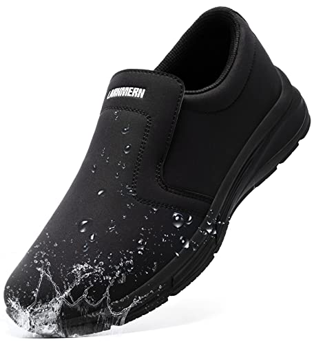 LARNMERN Anti-Deslizante Zapatos de Cocina Hombre Servicio Impermeable Calzado Trabajo Cocinero Ligeros Sin Cordones 41 EU Negro