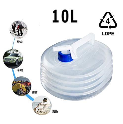 LEcylankEr 2 × 10L Recipientes de Agua Plegables,Recipiente de Agua Recipiente de Agua Potable Reutilizable para,Deportes Camping Senderismo Picnic Barbacoa Coche Al Aire Libre (Blanco)