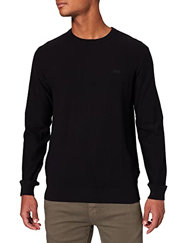 Lee Basic Crew Neck, Jersey, Hombre, Negro, Small