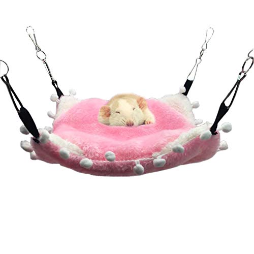 LeerKing Hamaca Simple Des Roedores para Mascotas Litera Suspendida Hamster Durmiendo Espeso Caliente Planeadores del Azúcar Conejillo de Indias Ardilla Voladora, Rosa L