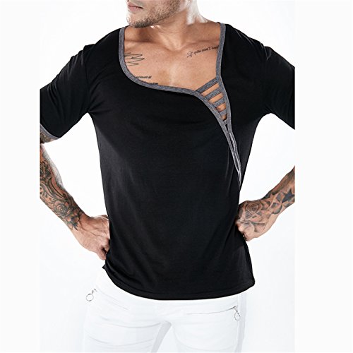 Legogo Pure Clor - Camiseta de manga corta para hombre Negro
 L